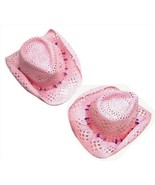 2 BRAND NEW PINK WOVEN LADIES COWBOY HAT western hats cowboys wear HT32 ... - £12.87 GBP