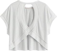 Women Open Back Tops Workout Backless Tee Casual Athletic Shirts Short S... - $41.98