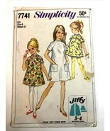 Vintage 1968  Simplicity Pattern 7741 Girls&#39; Flared Dress, Size 8 Breast 27 - $8.05 CAD