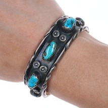 6&quot; Carl Luthey Shop (1902-1975) Native American Silver and turquoise cuff - £564.27 GBP