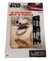 Star Wars Box Of 16 Valentines Cards With (16) Pencils 8-Designs R2D2 Yo... - $6.92