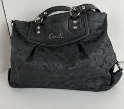 Pocketbook Coach Black Hobo Bag Canvas Leather Ashley Coll. Handheld  St... - £27.05 GBP