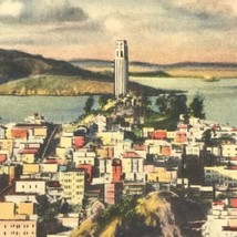 Coit Tower San Francisco California Vintage Postcard Linen - £9.43 GBP