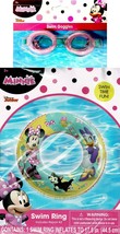 Disney Minnie - Swim Ring Inflates to 17.5 in (44.5) &amp; Minnie Swim Goggles Set  - £11.73 GBP