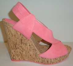 Pelle Moda Size 10 M DANA Coral Kid Suede Wedge Sandals New Womens Shoes - £101.95 GBP