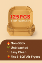 125pcs Air Fryer Paper Liners 8-Inch | Non-Stick Unbleached Baking Sheets - $9.89+