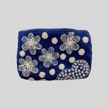 Embroidered Handbag Purse Navy White Flowers Metal Chain Blue Cactus Mak... - €88,87 EUR