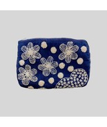 Embroidered Handbag Purse Navy White Flowers Metal Chain Blue Cactus Mak... - $142.66 CAD