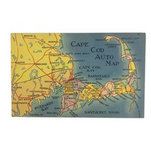 Vintage Cape Cod Driving Map Nantucket Driving Distances Buzzard Bay Tic... - $7.59