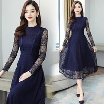 Autumn new vintage lace luxury midi dresses women bodycon korean sexy dress long sleeve thumb200