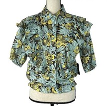 INC International Concepts X-Small Top Floral Button-Up Ruffled Elastic Waist - £23.52 GBP