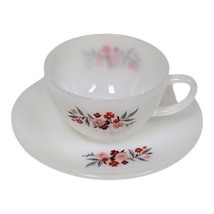 Fire King Primrose Cup &amp; Saucer Anchor Hocking 1950s Retro Milk Glass Tea Set - £7.58 GBP