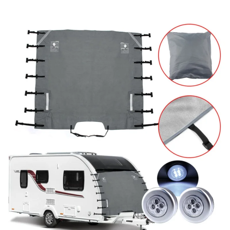 Universal Grey Reflective RV Front Towing Cover 220x175cm - Camper Trailer Car - £38.20 GBP