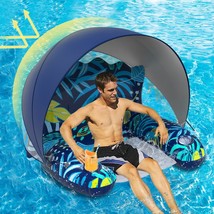 Inflatable Pool Floats Adult With Canopy, Pool Chair Lounge Float Raft, Beach - $39.99