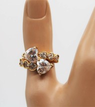 Vintage 925 sterling silver gold tone ring graduated hearts design - £24.54 GBP