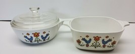 2pc Vintage Corning Ware Country Festival 1.5 Qt Casserole Dish Sauce Pa... - £23.87 GBP