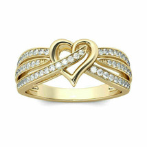 10k Yellow Gold wedding anniversary Ring 1Ct Round Moissanite Diamond Women&#39;s - £400.17 GBP