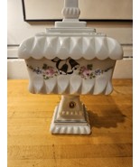 Westmoreland Lidded Milk Glass Wedding Dish 8&quot; Hand Painted Roses &amp; Bows - £16.45 GBP