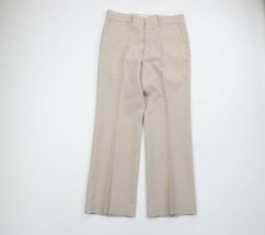 Vintage 70s Rockabilly Mens 34x30 Knit Flared Bell Bottoms Chino Pants Beige - £89.67 GBP