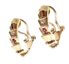 Rare! Authentic Christian Dior 18k Yellow Gold Diamond Ruby Earrings - £2,472.91 GBP