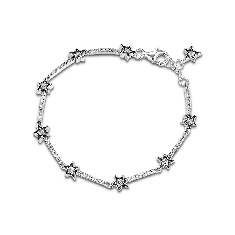 925 Sterling Silver Bracelet Femme Celestial Stars Bracelets for Women Fashion J - £40.66 GBP