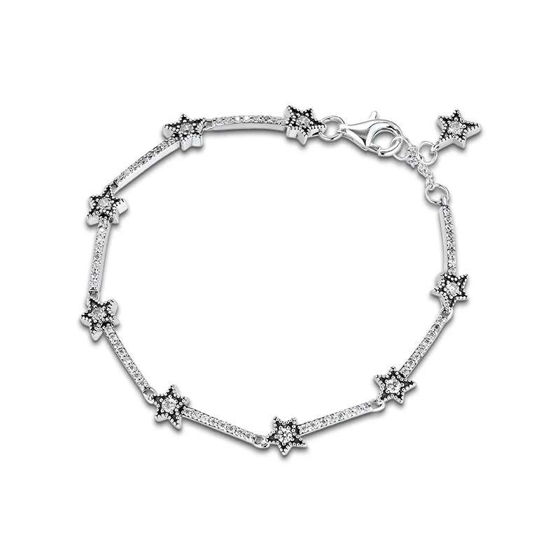 925 Sterling Silver Bracelet Femme Celestial Stars Bracelets for Women Fashion J - £38.64 GBP