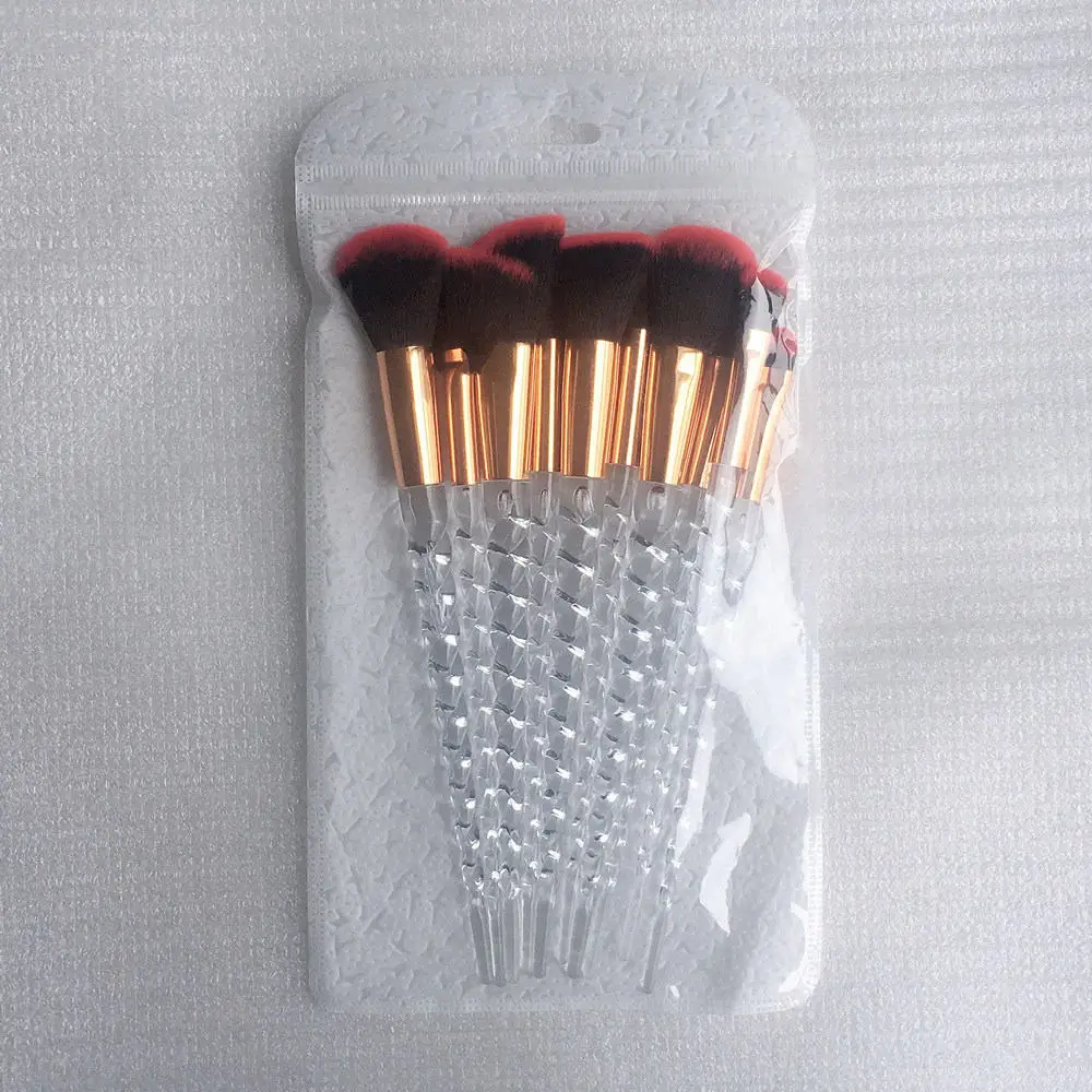 10pcs  Makeup Brushes Set Crystal Spiral Handle Foundation Blending Powder eyesh - £24.77 GBP