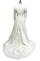 Vintage 1960s-70s-Wedding Gown Ivory Lace Empire Waist Train Veil Trouss... - $222.75