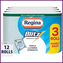 Regina Blitz Kitchen Roll – 12 Rolls, 3-Ply, Extra Large Sheets, Streak-... - $45.24 CAD