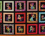 23&quot; X 44&quot; Panel Dogs Pets Animals Dog Happy! Black Cotton Fabric Panel (... - $9.55
