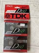 Vtg TDK D60 2-Pack NEW SEALED Type I Normal Position Blank Cassette Tape... - $14.01
