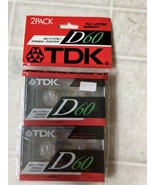 Vtg TDK D60 2-Pack NEW SEALED Type I Normal Position Blank Cassette Tape... - £10.99 GBP