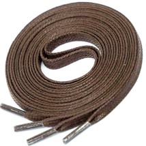 Brown FLAT waxed BOOT LACES 48 inch Long x 1/4&quot; wide for 4 5 6 eyelets b... - £12.08 GBP
