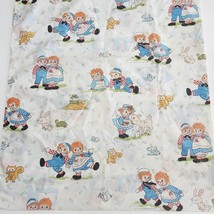 Vintage 1970&#39;s Raggedy Ann + Andy Twin Sized Flat Sheet W/ Some Flaws - $27.55