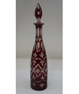Antique Cranberry Glass Hand Cut Crystal Decanter - $100.00