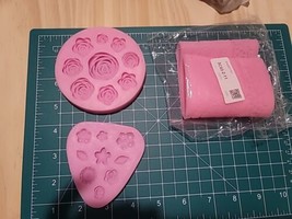 Silicone Molds Set Of 3 Resin Chocolate Clay  Flowers Lace - £10.29 GBP