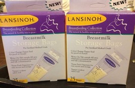 2 Boxes Lansinoh Breast Milk Bags (50) Original 2002 Thicker - £19.26 GBP