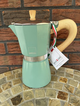 NWT Green Gnali &amp; Zani Moka Pot 9 Cup Italian Espresso Coffee Maker Wood... - £33.63 GBP