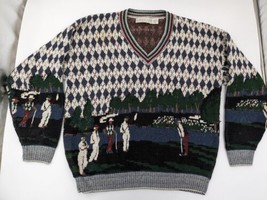 Vintage Crossings Geneco Men&#39;s XL Golf Knit Sweater Novelty Made in USA ... - £38.93 GBP