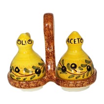 Deruta Italy Oil and Vinegar Cruet Set Complete with Caddy &amp; Stoppers - $666.19 MXN