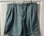 Izod Pleated Front Shorts Mens Size 38 Blue Green Dressy Golf 8 in Inseam - $13.99