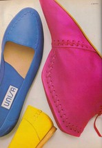 1986 Unisa Hot Pink Fuscia Blue Yellow Shoes Boots Footwear Vintage Prin... - $5.83