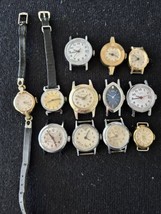 Lot Of 12 Vintage Ladies Gold Silver Tone Untested Mechanical Watches Parts only - $34.51