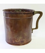 Antique 19C Handmade Copper Vessel Dove-Tail Joints, Brass Handle, H 17 cm - $100.94 CAD