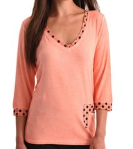 Angel polkadot v-neck top in Peach - £38.80 GBP