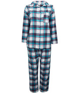 Ladies/Women EX M&amp;S BLUE Pure Cotton Checked Long Sleeve Pyjama Set size... - £18.28 GBP