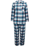 Ladies/Women EX M&amp;S BLUE Pure Cotton Checked Long Sleeve Pyjama Set size... - $23.25