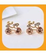 New Absolutely Darling Whimsical Mini Rhinestone AMBER Bicycle Stud Earr... - $7.00
