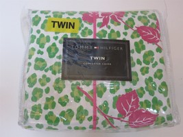 Tommy Hilfiger Pamela Twin Leopard floral duvet cover New Lime green pink - £45.06 GBP