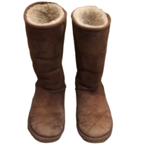 UGG Chestnut Classic Tall Leather Winter Boots Womens 5 Fur Lined - £14.38 GBP